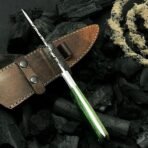 Damascus Skinner Knife — Hand-Forged, Hardwood Handle, Leather Sheath (RK-460) - Image 6