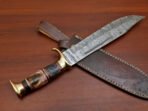 Damascus Bowie Knife — Hand-Forged, Wood Handle, Leather Sheath - Image 8