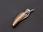 Damascus Folding Pocket Knife — Hand-Forged, 8" Overall, Wood Handle, Leather Sheath (RK-446) - Image 8