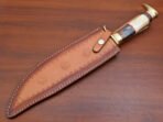 Damascus Bowie Knife — Hand-Forged, Wood Handle, Leather Sheath (RK-455) - Image 7