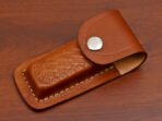 Damascus Folding Pocket Knife — Hand-Forged, 7" Overall, Bone Handle, Leather Sheath - Image 8