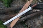 Sword — Hand-Forged D2 Steel, Olive Wood Handle, Sheath Included