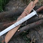 Sword — Hand-Forged D2 Steel, Olive Wood Handle, Sheath Included