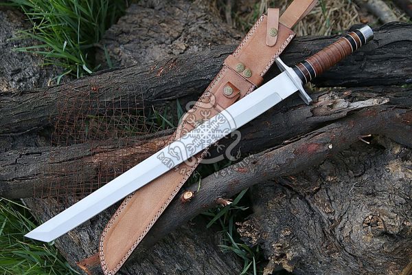 RK-498 Tanto Sword 25″ Long 19″Blade” D2 Steel Sword Japanese Sword Hand Made Sword With Leather Handle Gifts For Men Usa