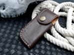 Damascus Folding Pocket Knife — Hand-Forged, 7" Overall, Wood Handle, Leather Sheath | Engraving Available - Image 9