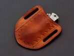 Damascus Folding Pocket Knife — Hand-Forged, 7″ Overall, Leather Sheath - view 9