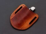 Damascus Folding Pocket Knife — Hand-Forged, 8" Overall, Leather Sheath (RK-445) - Image 9