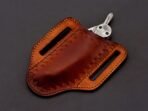 Damascus Folding Pocket Knife — Hand-Forged, 8" Overall, Wood Handle, Leather Sheath (RK-446) - Image 9
