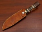 Damascus Bowie Knife — Hand-Forged, Wood Handle, Leather Sheath (RK-398) - Image 8
