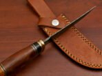 Damascus Skinner Knife — Hand-Forged, Wood Handle, Leather Sheath (RK-454) - Image 8