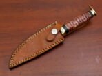 Damascus Bowie Knife — Hand-Forged, Camel Bone Handle, Leather Sheath - Image 8