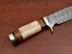 Damascus Bowie Knife — Hand-Forged, Bone Handle, Leather Sheath - Image 9