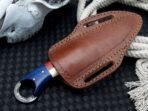 Damascus Skinner Knife — Hand-Forged, Stag Horn Handle, Leather Sheath (RK-449) - Image 9