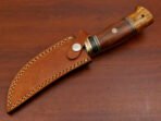 Damascus Skinner Knife — Hand-Forged, Wood Handle, Leather Sheath (RK-454) - Image 9