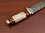 Damascus Bowie Knife — Hand-Forged, Bone Handle, Leather Sheath - Image 10