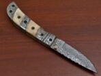 Damascus Folding Pocket Knife — Hand-Forged, 9″ Overall, Camel Bone Handle, Leather Sheath - view 9