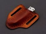 Damascus Folding Pocket Knife — Hand-Forged, 8" Overall, Bone Handle, Leather Sheath - Image 10