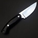 Damascus Fixed Blade Knife — Hand-Forged, Stag Horn Handle, Leather Sheath - Image 4