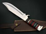 Damascus Bowie Knife — Hand-Forged, Wood Handle, Leather Sheath (RK-448) - Image 3