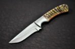 Damascus Skinner Knife — Hand-Forged, Ram Horn Handle, Leather Sheath (RK-458) - Image 3
