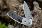 Damascus Folding Pocket Knife — Hand-Forged, 9" Overall, Camel Bone Handle, Leather Sheath | Engraving Available - Image 3