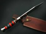 Damascus Bowie Knife — Hand-Forged, Wood Handle, Leather Sheath (RK-448) - Image 4