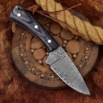 Damascus Skinner Knife — Hand-Forged, Stag Horn Handle, Leather Sheath (RK-450) - Image 4