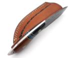 Damascus Skinner Knife — Hand-Forged, Stag Horn Handle, Leather Sheath (RK-427) - Image 7
