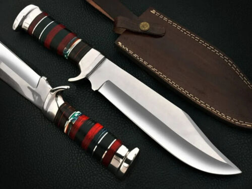 RK-448 Hand Forged Carbon Steel Hunting Bowie Knife, Fixed Blade Knife, Damascus knives, Damascus Hand Made Knives Gifts For Men USA