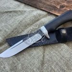Damascus Hunting Knife — Hand-Forged, Stag Horn Handle, Leather Sheath | Engraving Available