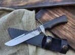 Damascus Hunting Knife — Hand-Forged, Stag Horn Handle, Leather Sheath | Engraving Available - Image 4