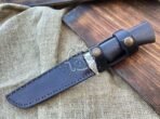 Damascus Hunting Knife — Hand-Forged, Stag Horn Handle, Leather Sheath | Engraving Available - Image 6