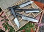 Damascus Chef Knife — Hand-Forged, Buffalo Horn Handle, Leather Sheath (RK-522)