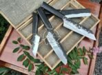 Damascus Chef Knife — Hand-Forged, Buffalo Horn Handle, Leather Sheath (RK-522) - Image 4