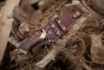 Damascus Skinner Knife — Hand-Forged, 10" Overall, Stag Horn Handle, Leather Sheath - Image 2
