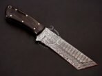 Damascus Tanto Knife — Hand-Forged, 9.5″ Overall, Stag Horn Handle, Leather Sheath - view 2