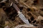 Damascus Skinner Knife — Hand-Forged, 10" Overall, Stag Horn Handle, Leather Sheath - Image 5