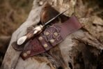 Damascus Skinner Knife — Hand-Forged, 10" Overall, Stag Horn Handle, Leather Sheath - Image 6