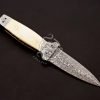 RK-535 Custom Hand Made Forged Hunter Knife Damascus Steel Boot Dagger Hunting Knife With Camel bone handle With Leather Sheath - Image 2