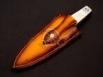Damascus Dagger Knife — Hand-Forged, Camel Bone Handle, Leather Sheath - Image 3