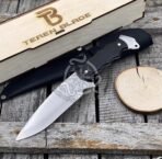 Damascus Tracker Knife — Hand-Forged, Stag Horn Handle, Leather Sheath | Engraving Available