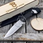 Damascus Tracker Knife — Hand-Forged, Stag Horn Handle, Leather Sheath | Engraving Available