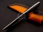 Damascus Tanto Knife — Hand-Forged, 9.5″ Overall, Stag Horn Handle, Leather Sheath - view 5