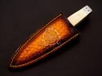 Damascus Dagger Knife — Hand-Forged, Camel Bone Handle, Leather Sheath - Image 6