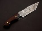 Damascus Tanto Knife — Hand-Forged, 11″ Overall, Stag Horn Handle, Leather Sheath - view 3