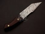 Damascus Tanto Knife — Hand-Forged, 11″ Overall, Stag Horn Handle, Leather Sheath - view 6