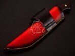 Damascus Tanto Knife — Hand-Forged, 11″ Overall, Stag Horn Handle, Leather Sheath - view 7