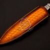 RK-534 Custom Hand Made Forged Hunter Knife Damascus Steel Snake Dagger Hunting Knife With Damascus HANDLE With Leather Sheath - Image 5