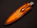 Damascus Dagger Knife — Hand-Forged, Olive Wood Handle, Leather Sheath - Image 6