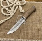 Damascus Tracker Knife — Hand-Forged, Stag Horn Handle, Leather Sheath | Engraving Available (RK-526) - Image 4